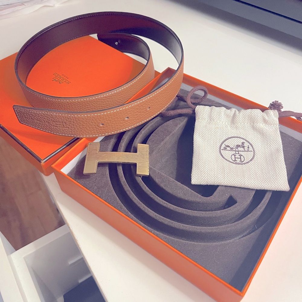 Authentic Hermes Belt - reversible brown and black